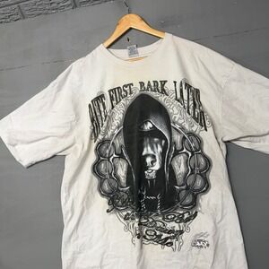 GiveMeFace Mens White Bite First Bark Later Graphic T-Shirt XXL GMF Streetwear